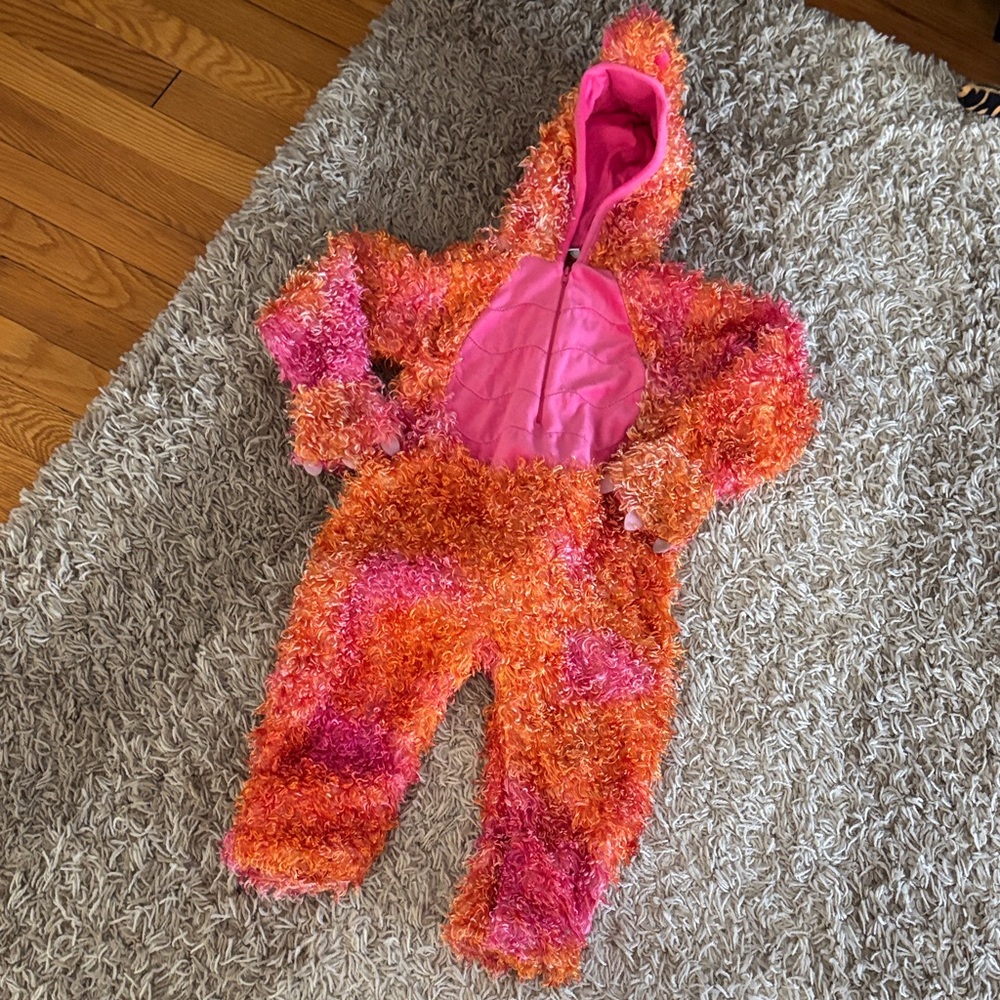 Colorful Fuzzy Hooded Monster Dino Costume size 3T